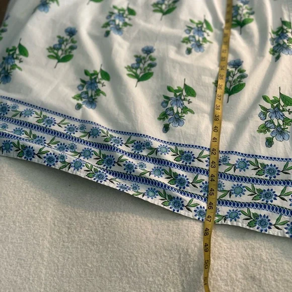 entro White Midi Dress with Blue Floral Print and Green Trim - Picture 11 of 16